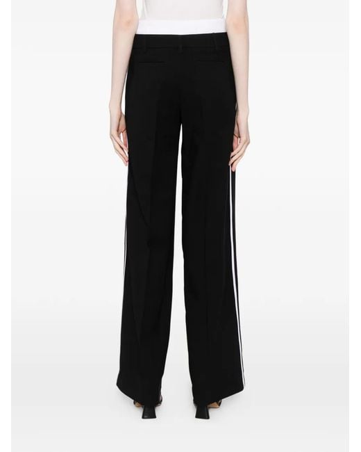 Karl Lagerfeld Black Logo-Embroidered Double Waistband Straight Trousers