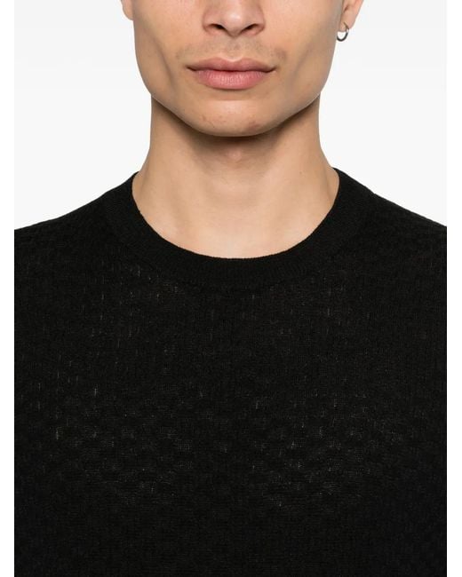 Fileria Black Short-Sleeve Ribbed T-Shirt for men