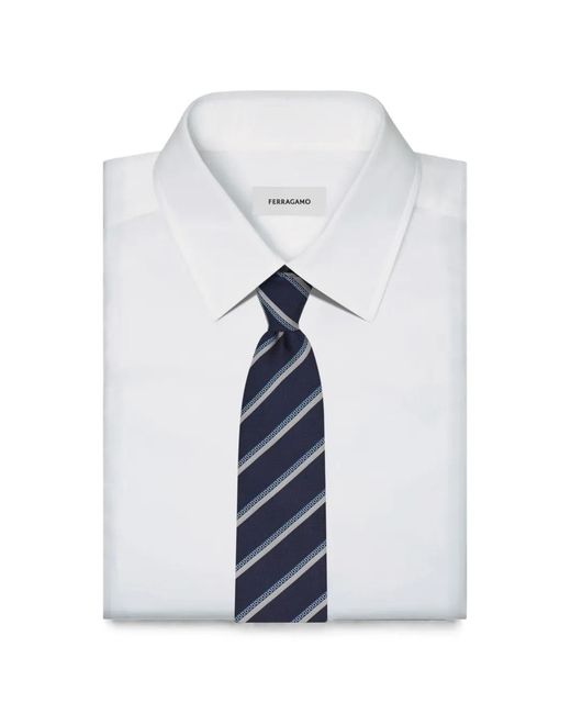 Ferragamo Blue Regimental-Jacquard Silk Tie for men