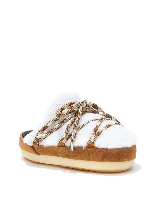 Moon Boot White Shearling Mule Slippers