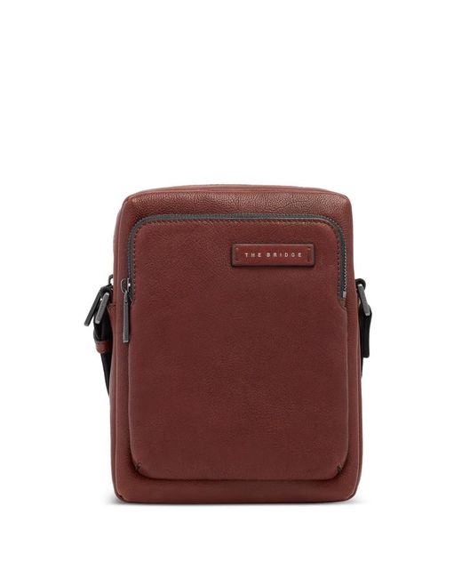 The Bridge Purple Zip-Fastening Leather Messenger Bag for men