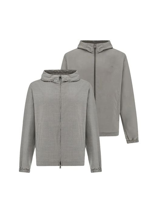 Paul & Shark Gray Reversible Hooded Jacket for men