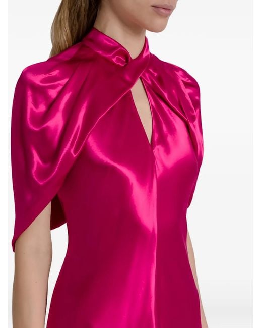 Alberta Ferretti Pink Twisted-Detail Cutout Dress