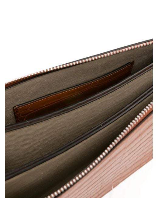 Totême Orange Croco-Embossed Threefold Clutch