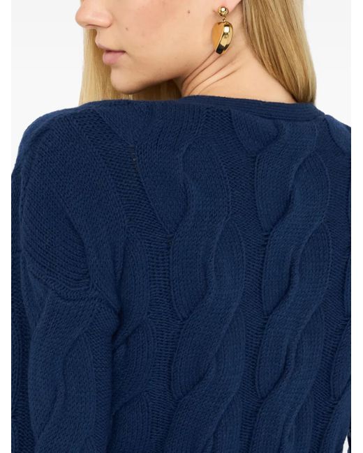 Cardigan A Trecce Con Bottoni di Liu Jo in Blue