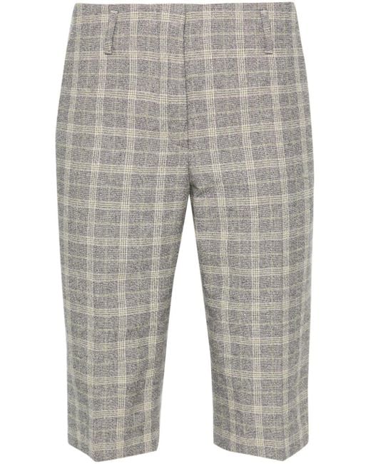 Dries Van Noten Gray Plaid-check Tailored Shorts