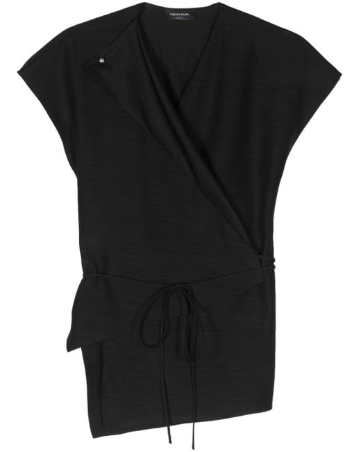 Blusa asimétrica cruzada Fabiana Filippi de color Black
