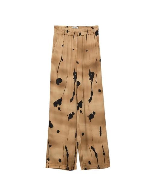 Gentry Portofino Natural Abstract-Print Elasticated-Waist Palazzo Pants