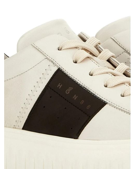 Hogan White H-Stripes Sneakers for men