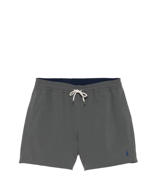 Polo Ralph Lauren Gray Traveler Drawstring-Waist Swim Shorts for men