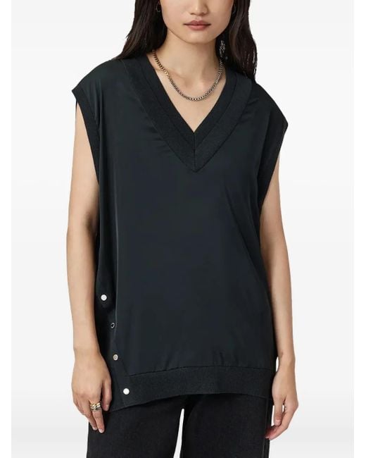 Top Bern con cuello en V AllSaints de color Black