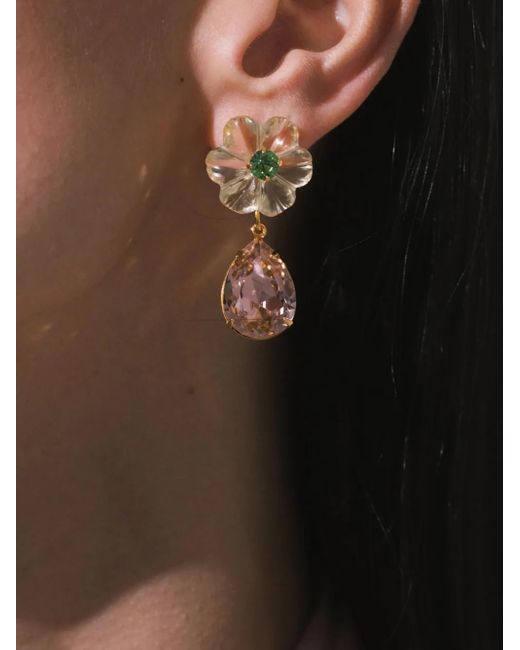 Jennifer Behr Metallic Juna Flower-Drop Earrings