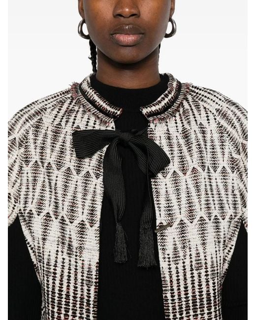 Forte_forte White Geometric-Pattern Bow Jacket