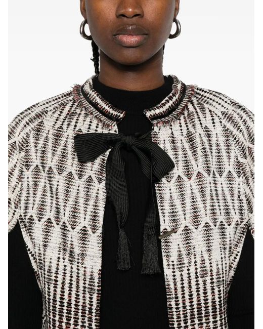 Forte Forte White Geometric-Pattern Bow Jacket