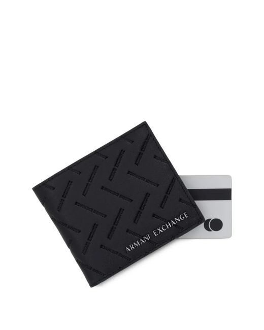 ARMANI EXCHANGE Black Logo-Debossed Wallet for men