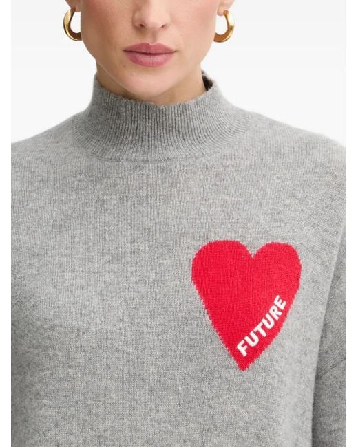 From Future Gray Heart-Motif Sweater