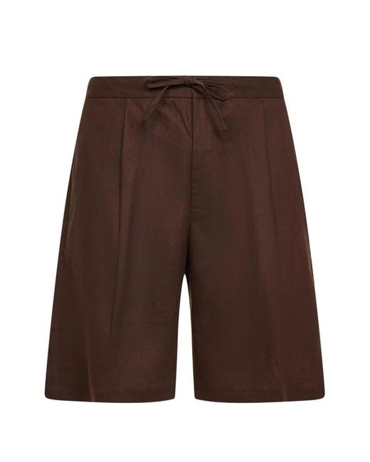 Hevò Brown Torrelapillo Pleated Shorts for men