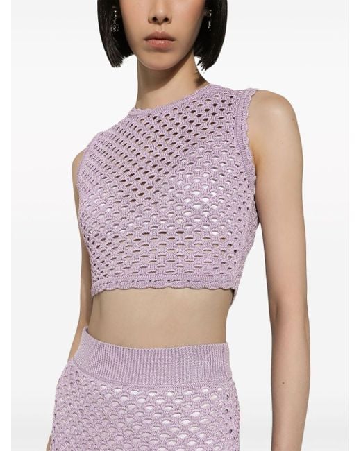 Dolce & Gabbana Pink Cropped Open-knit Top