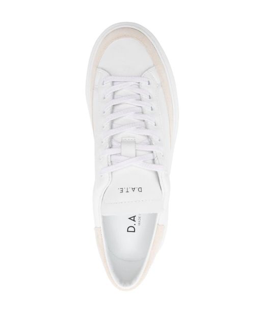 Date Sfera Stripe Leather Sneakers White
