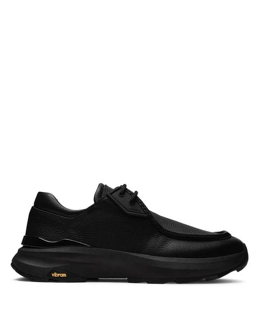 Referenc Black Round Toe Logo Derbi Shoes for men