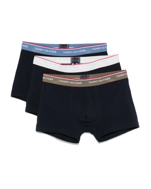 Tommy Hilfiger Blue Logo-Print Boxers (Pack Of Three) for men
