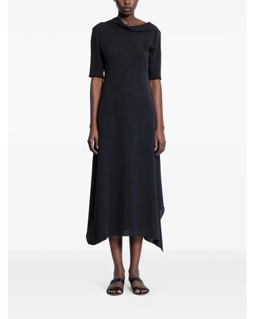 The Row Black Faded Cowl Midi Dress