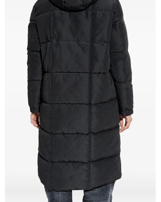 EA7 Black Hooded Quilted Coat