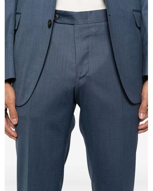 Canali Blue Herringbone Suit for men