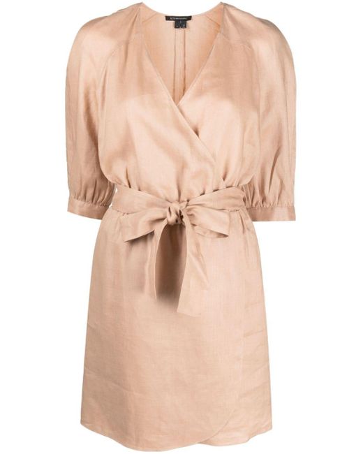 Armani Exchange Natural Wrap Linen Dress