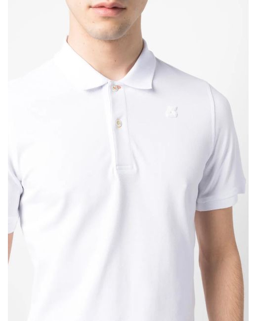 K-Way White Logo-Patch Polo Shirt for men