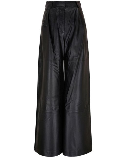 Zimmermann Black Luminosity Wide-leg Leather Trousers