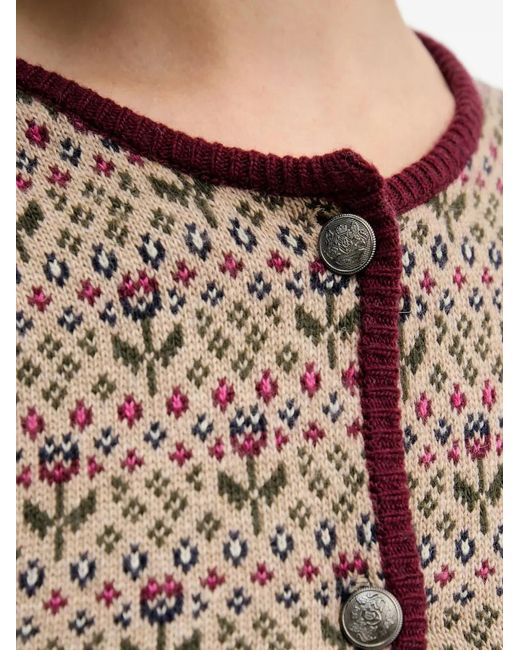 INTROPIA Brown Floral Button Cardigan