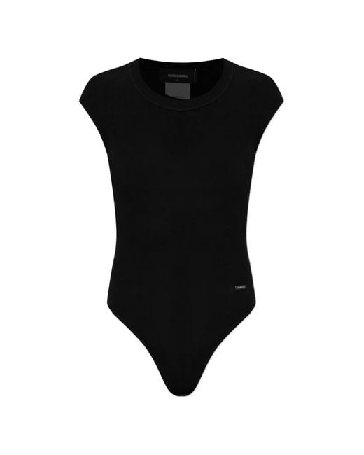 DSquared² Black Ribbed-Knit Bodysuit