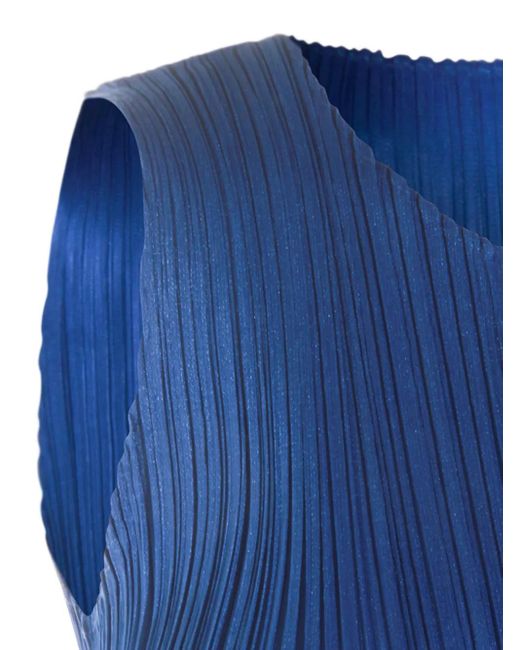 Pleats Please Issey Miyake Blue Pleated Sleeveless Top