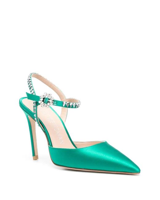 Stuart Weitzman Green Gemcut 100Mm Ankle-Strap Pumps