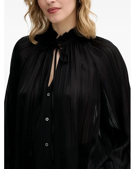 Sisley Black Ruffled-Neck Blouse