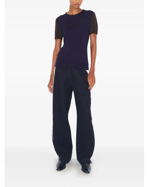 Tory Burch Blue Wool Henley