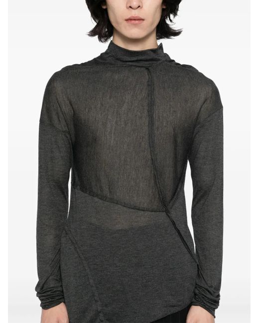 CHIAHUNG SU Black Asymmetric T-Shirt for men