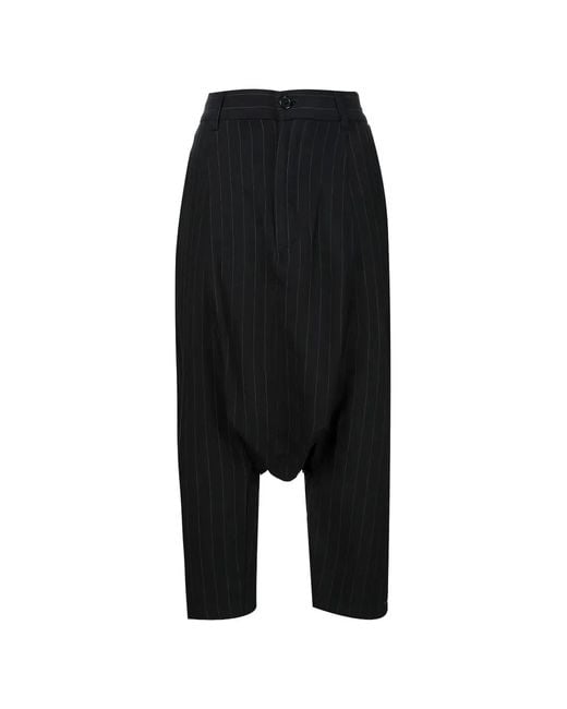 Comme des Garçons Black Pinstripe Drop-Crotch Trousers