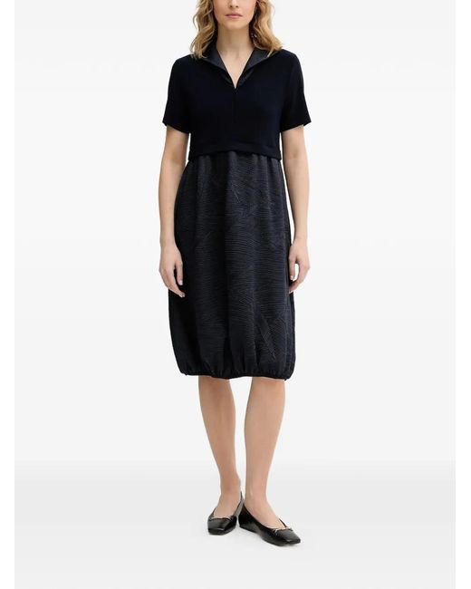 Joseph Ribkoff Black V-Neck Patterned Dress