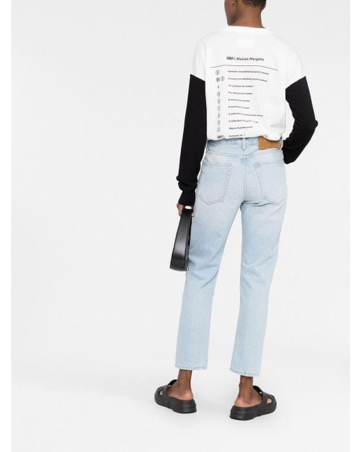 Off-White c/o Virgil Abloh Blue Schmale Cropped-Jeans