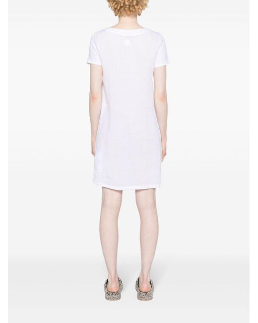 Vestido estilo camiseta corto 120% Lino de color White