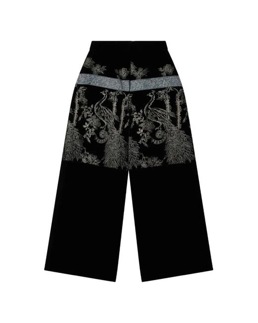 Giorgio Armani Black Embroidered Velvet Trousers