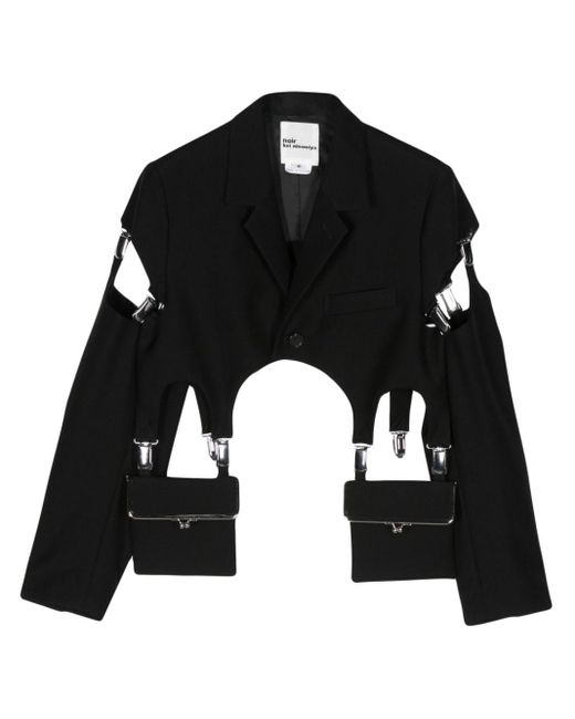 Buckle-embellished cropped jacket Noir Kei Ninomiya de color Black