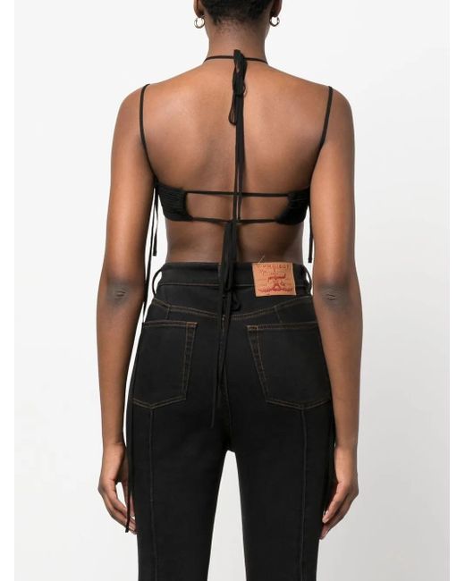 ANDREADAMO Black Ribbed-Detail Top