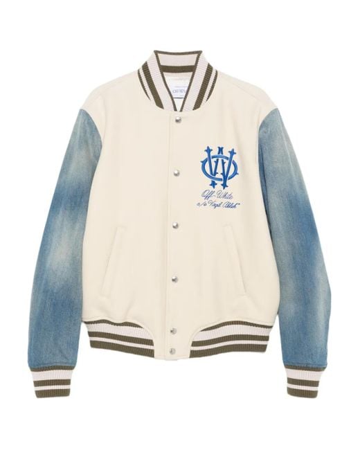 Off-White c/o Virgil Abloh Natural Denim-Sleeve Bomber Jacket for men