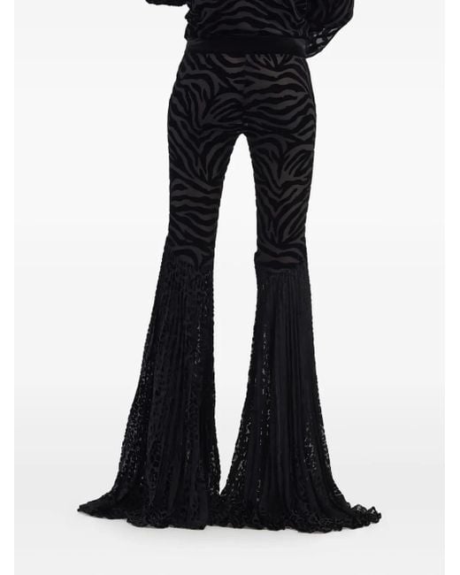 Roberto Cavalli Black Ray Of-Print Flared Trousers