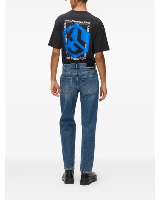 Karl Lagerfeld Blue Cotton Straight Jeans for men