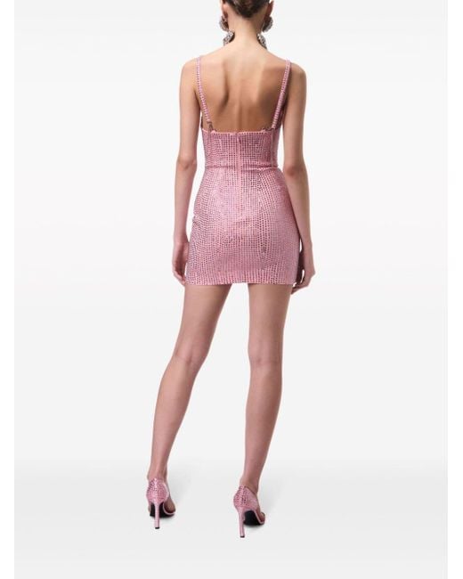 Vestido corto con aplique de cristal Area de color Pink