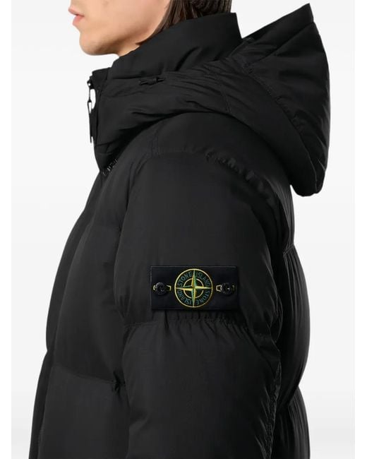 Stone Island Black Padded Compass-Patch Jacket for men